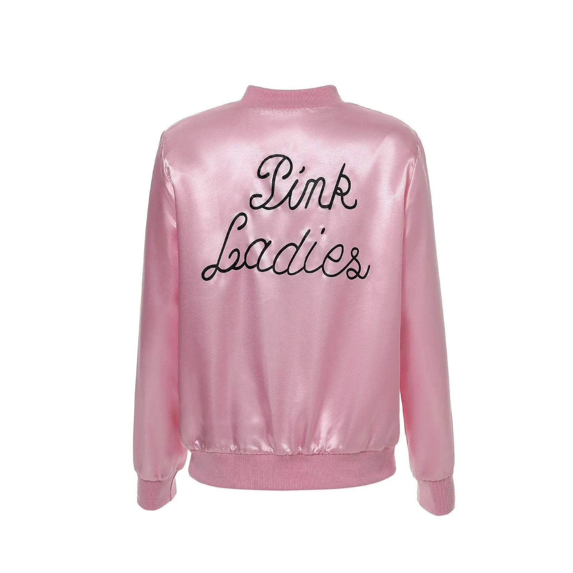 1950s Grease Pink Lady Ladies Satin Jacket Top Fancy Dress Up Costume - zzcosplay