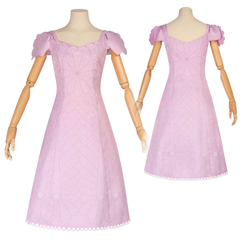 Wicked Glinda Women Pink Short Dress Outfit Carnival Cosplay Costume - zzcosplay