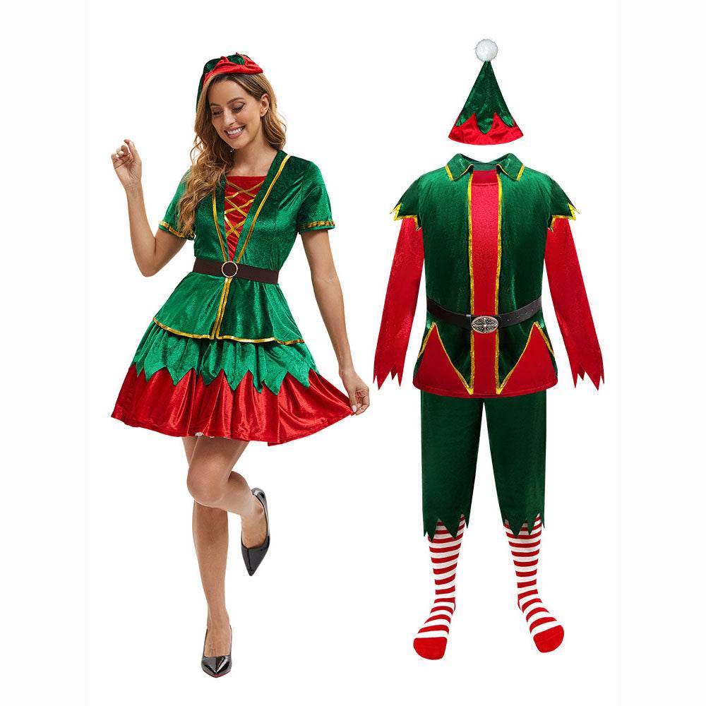 Green Christmas Party dress Costume adult couple stage costume - zzcosplay