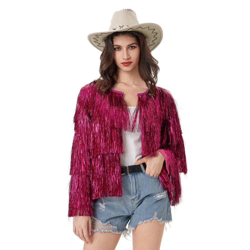 Fever Tassel Tinsel Festival Jacket Halloween Costume for women - ZZCOSPLAY
