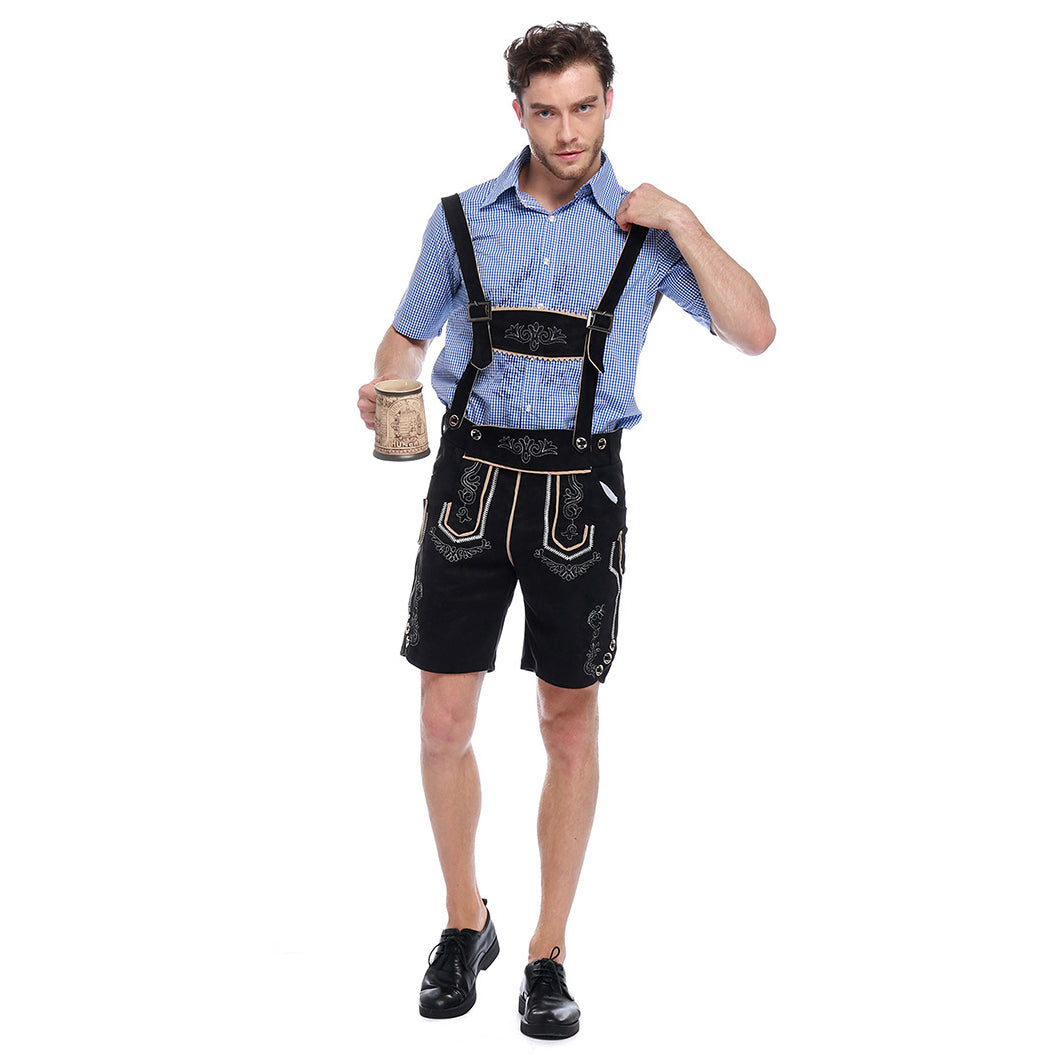 Men German Oktoberfest Outfit Beer Waiter Halloween Costume - ZZCOSPLAY