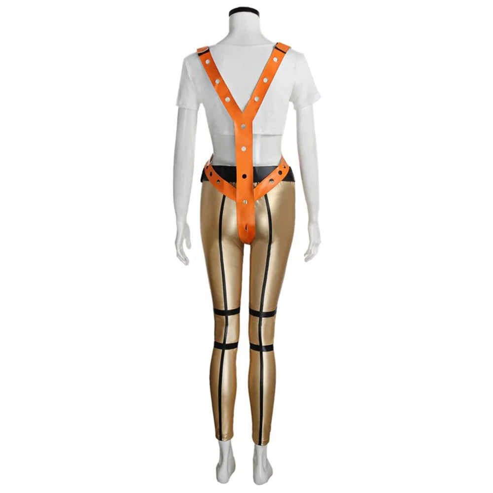 The Fifth Element Leeloo Cosplay Costume Skinny Bodysuit Pants Short T-Shirt - ZZCOSPLAY