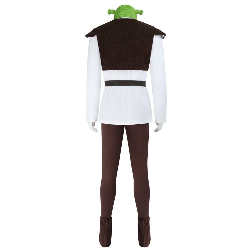 Shrek Green Monster Cosplay Mens Costume Halloween Full fleece Vest Outfit Set - ZZCOSPLAY