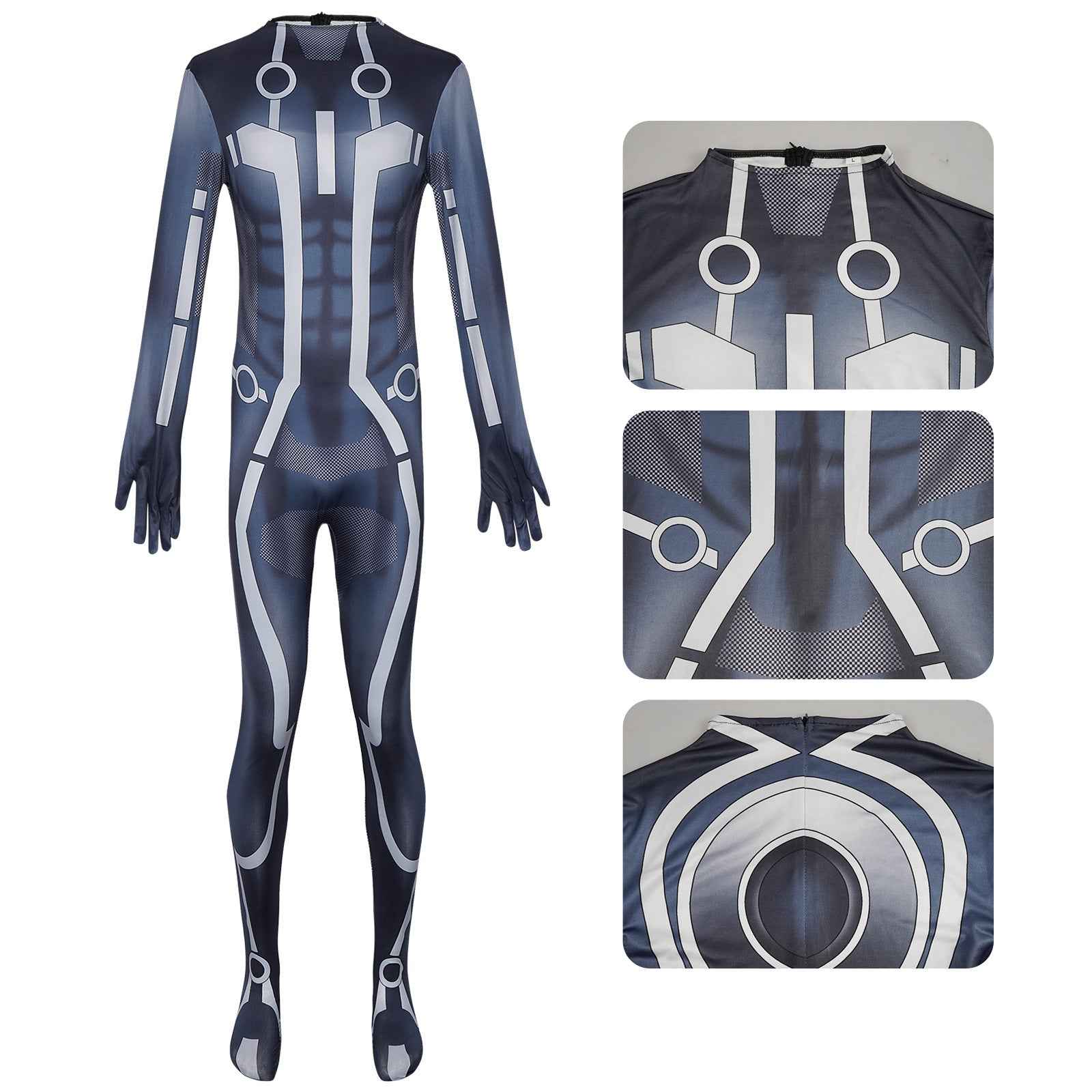 Tron: Legacy Sam Flynn Jumpsuit Bodysuit Mask Ares Cosplay
