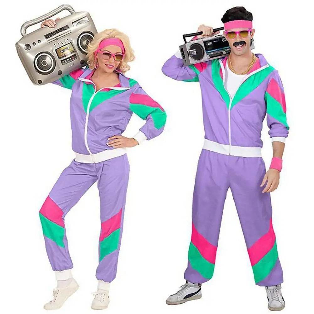 80s Retro Disco Hip Hop Fancy Dress Adult Costume Outfits Carnival Suit - zzcosplay
