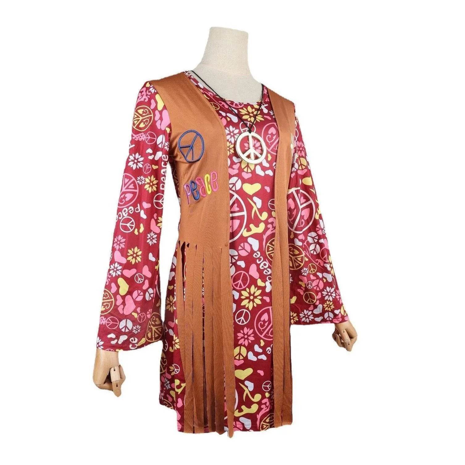 Adult Peace and Love Hippie Costume Party Halloween Women's Tassel - zzcosplay