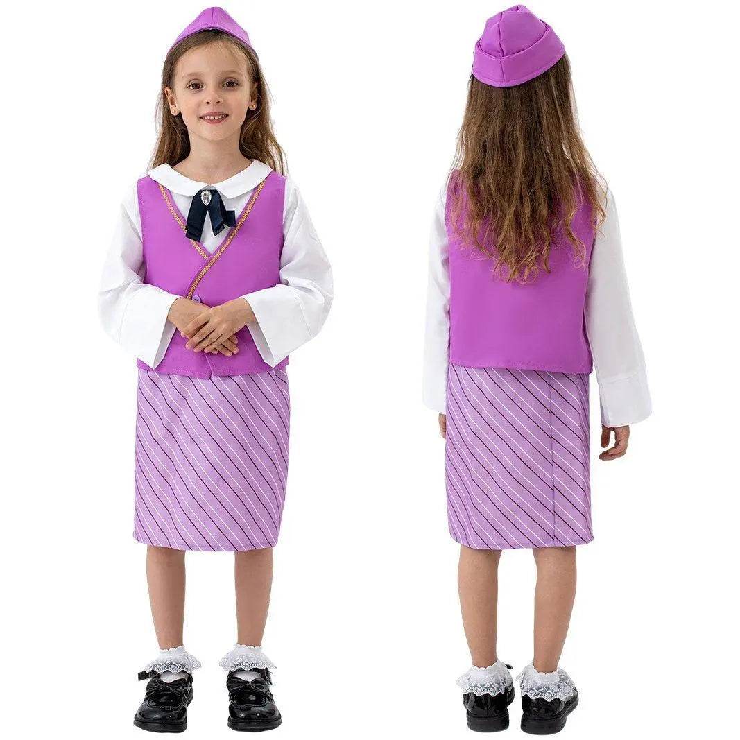 Airline Stewardess Cosplay Costume Flight Attendant Costume For Kids - zzcosplay