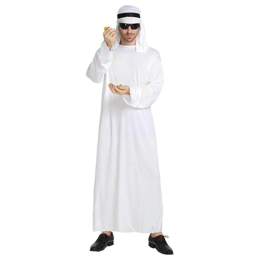 Arab sheik Prince masquerade male pure white Middle East Dubai clothes - zzcosplay