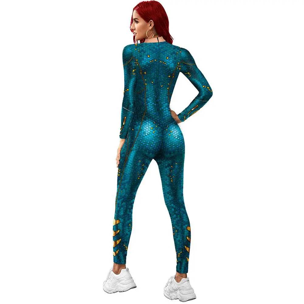 Atlanna Queen Aquaman Cosplay Costume Jumpsuit Halloween Sequined Catsuit Party Zentai - zzcosplay
