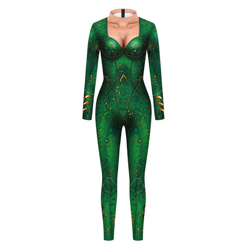Atlanna Queen Aquaman Cosplay Costume Jumpsuit Halloween Sequined Catsuit Party Zentai - zzcosplay