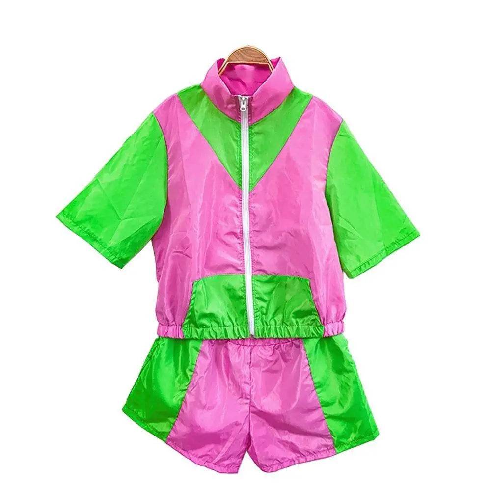 Carnival Disco Retro 80s Outfits Zipper Women's Sportswear Hip Hop Stage Costume - zzcosplay