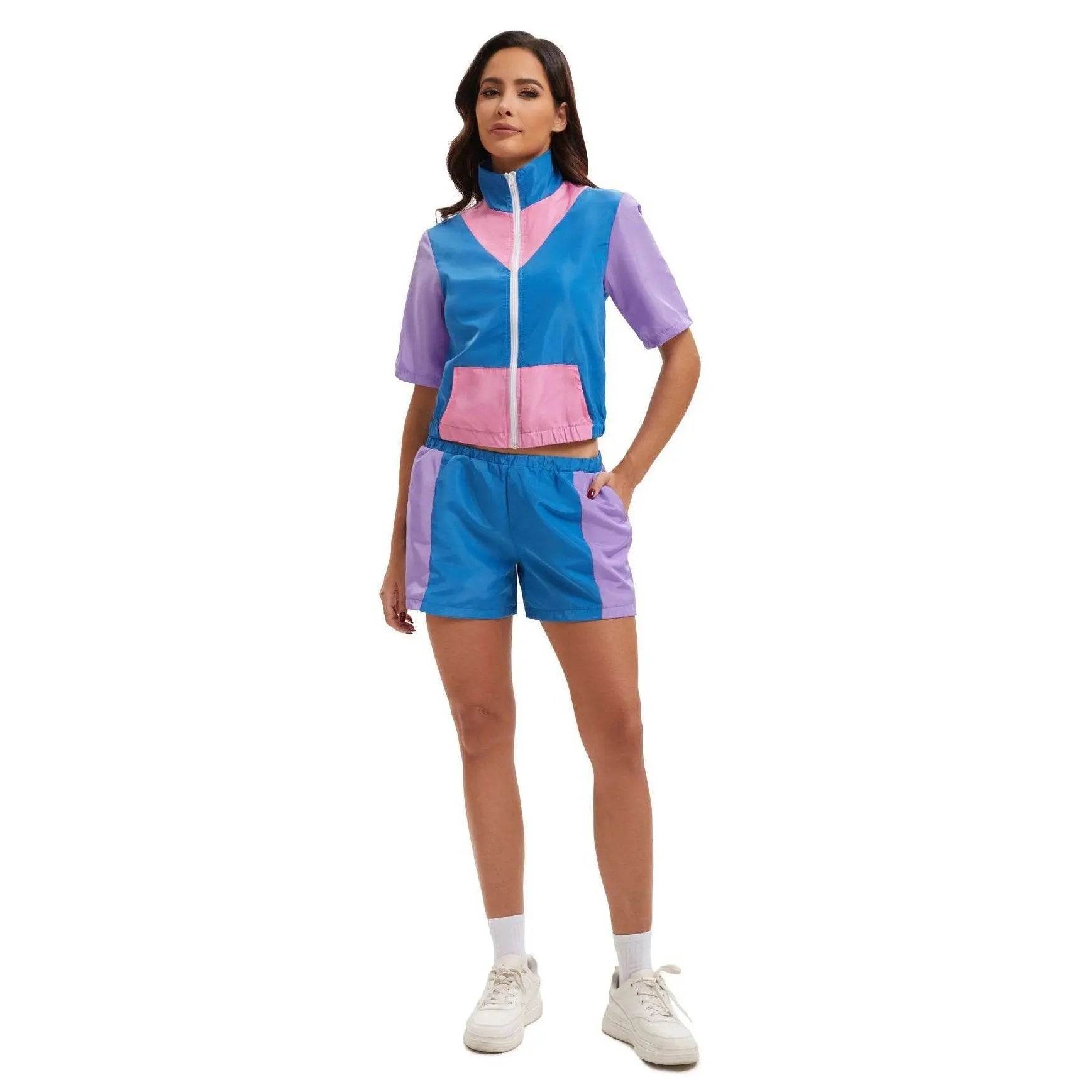 Carnival Disco Retro 80s Outfits Zipper Women's Sportswear Hip Hop Stage Costume - zzcosplay