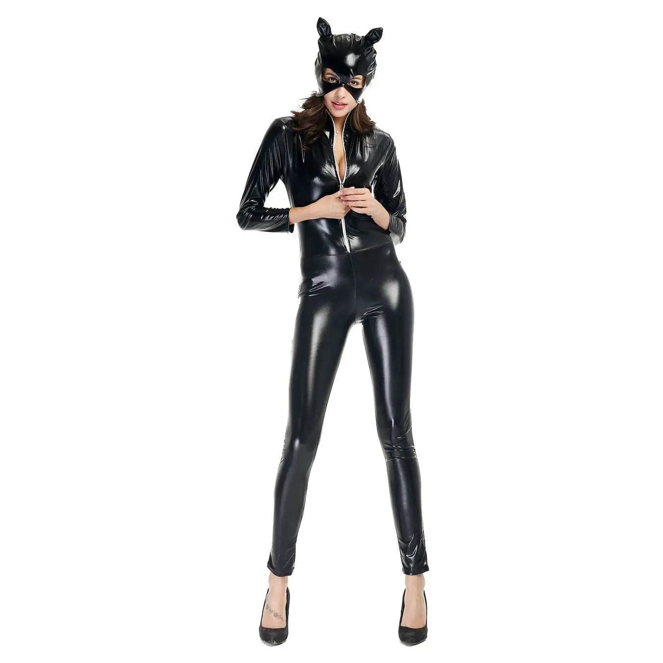 Catwoman masked heroine costume One-piece Jumpsuit Zentai Halloween - zzcosplay