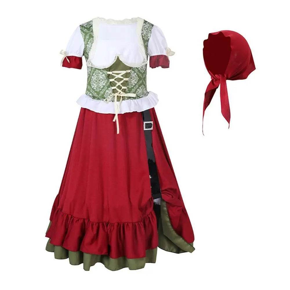 Children's Farm Oktoberfest Halloween Costume Wine Red Dance Skirt Outfit - zzcosplay