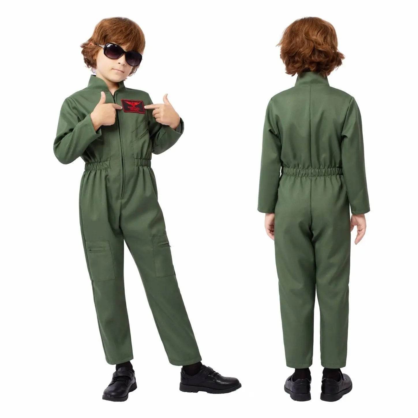 Children's Fighter Pilot Costume Halloween Carnival and Kindergarten Performance Jumpsuit - zzcosplay