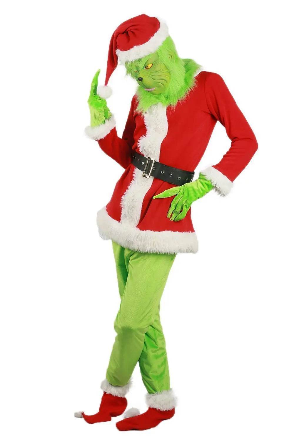 Christmas The Grinch Cosplay Costumes Party Performance Furry Santa Suit - zzcosplay