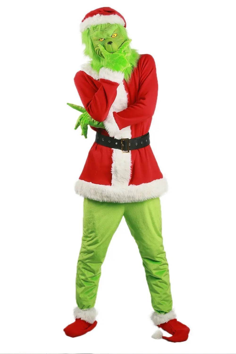 Christmas The Grinch Cosplay Costumes Party Performance Furry Santa Suit - zzcosplay