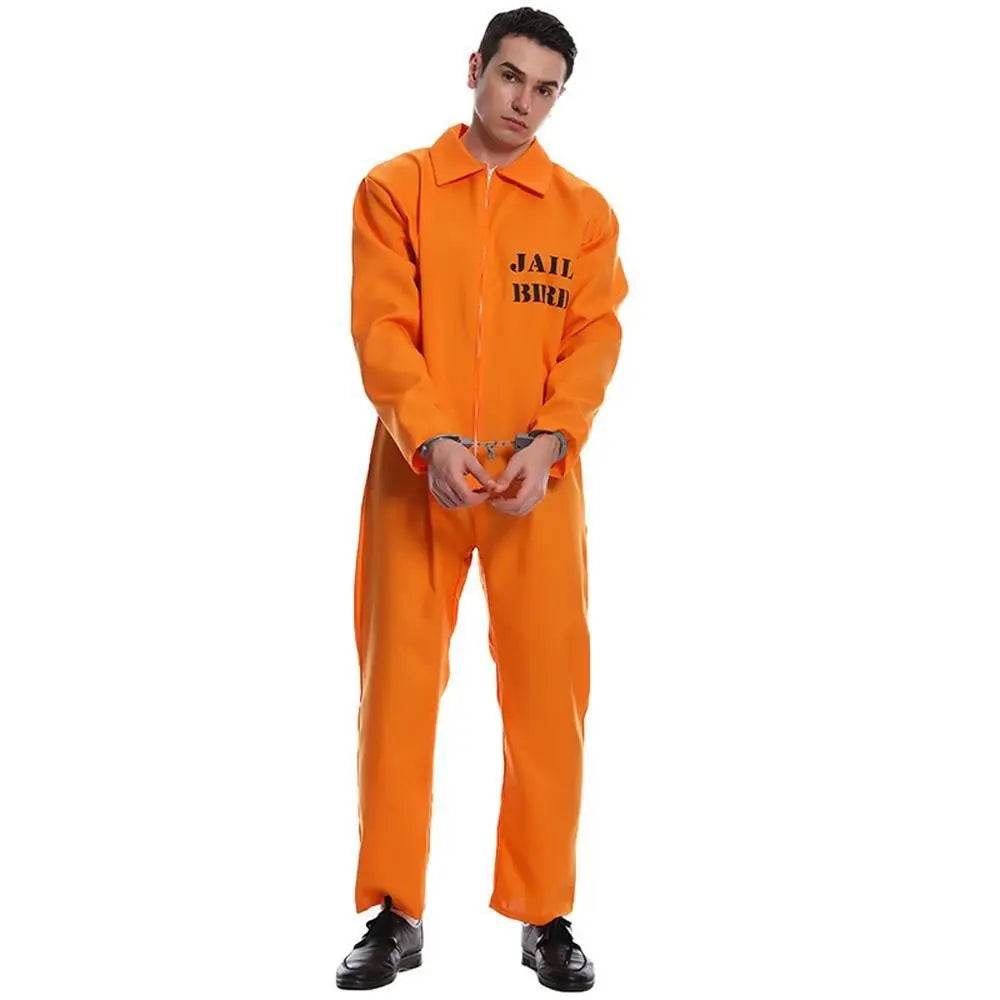 Escaped Prisoner Costume Cosplay Party Jumpsuit Uniform Suit Halloween For Men Women - zzcosplay