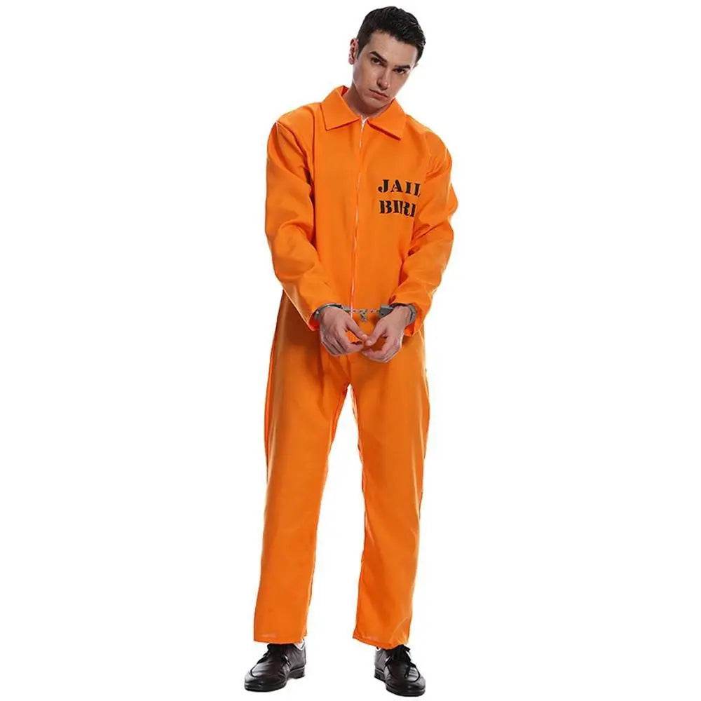 Escaped Prisoner Costume Cosplay Party Jumpsuit Uniform Suit Halloween For Men Women - zzcosplay