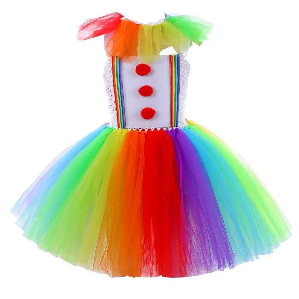 Girls' Clown Flower Princess Sleeve Tutu Dress Embroidery Party Bridesmaid Dresses - zzcosplay