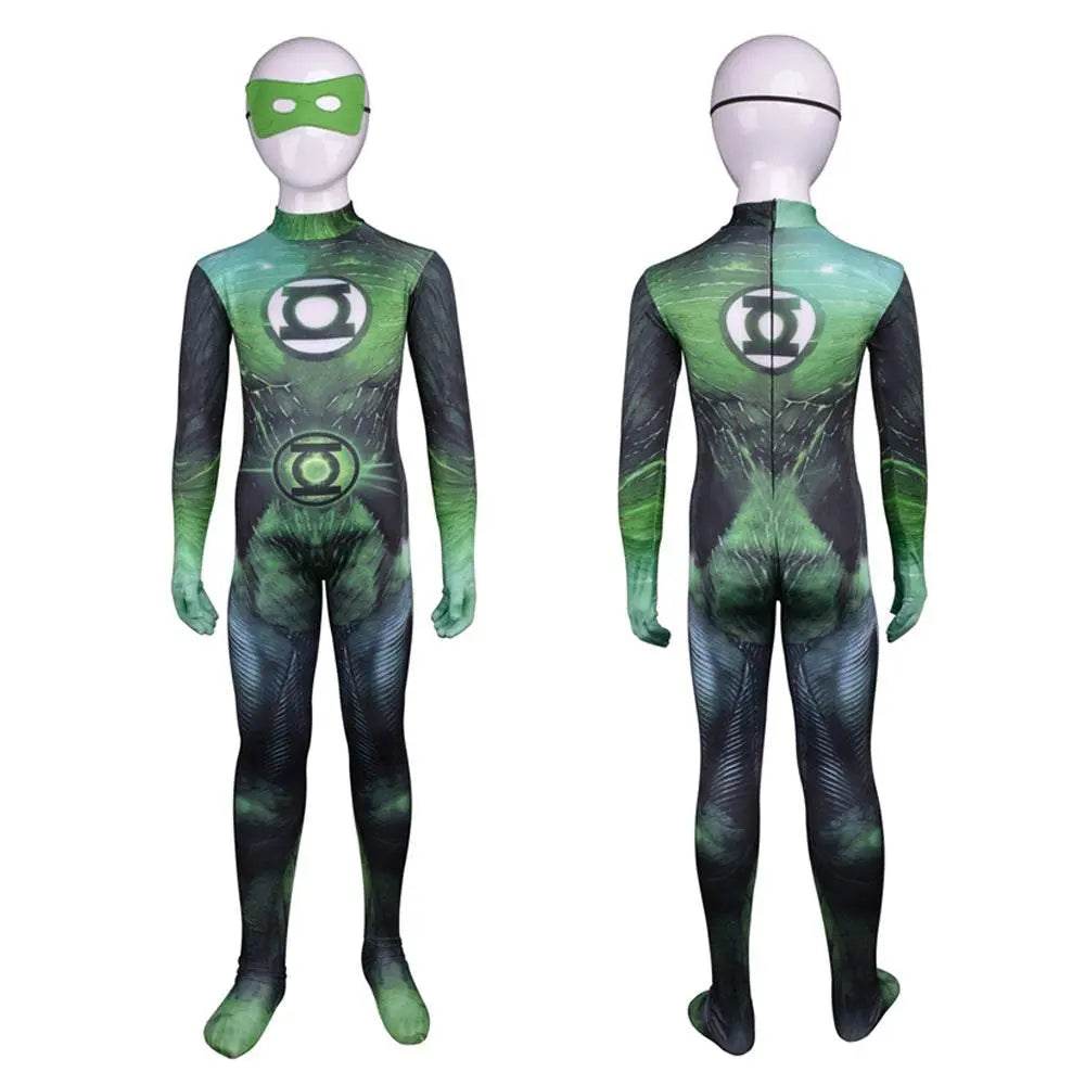 Green Lantern Hal Jordan Muscle Suit Kids Superhero Cosplay Costume - zzcosplay