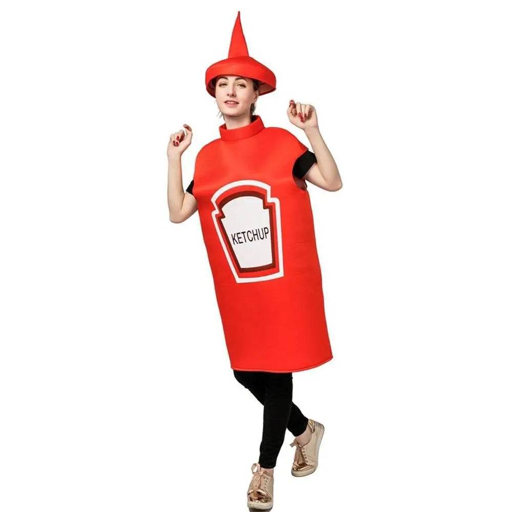 Halloween Adult Couples Mustard Ketchup jumpsuit Costume Cosplay Party - zzcosplay