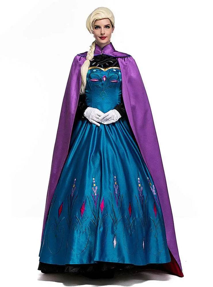 Halloween Adult Snow Queen Anna Cosplay Costume Dress - zzcosplay