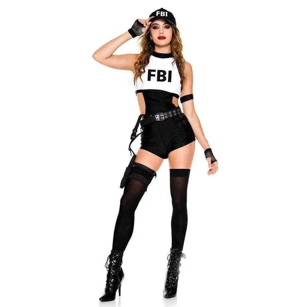 Halloween FBI Cosplay Costumes for Women Jumpsuit Temptation Police Uniform Party Club - zzcosplay
