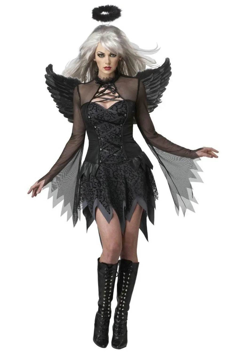 Halloween Party Masquerade Black White Angel Outfits Cosplay Costume - zzcosplay