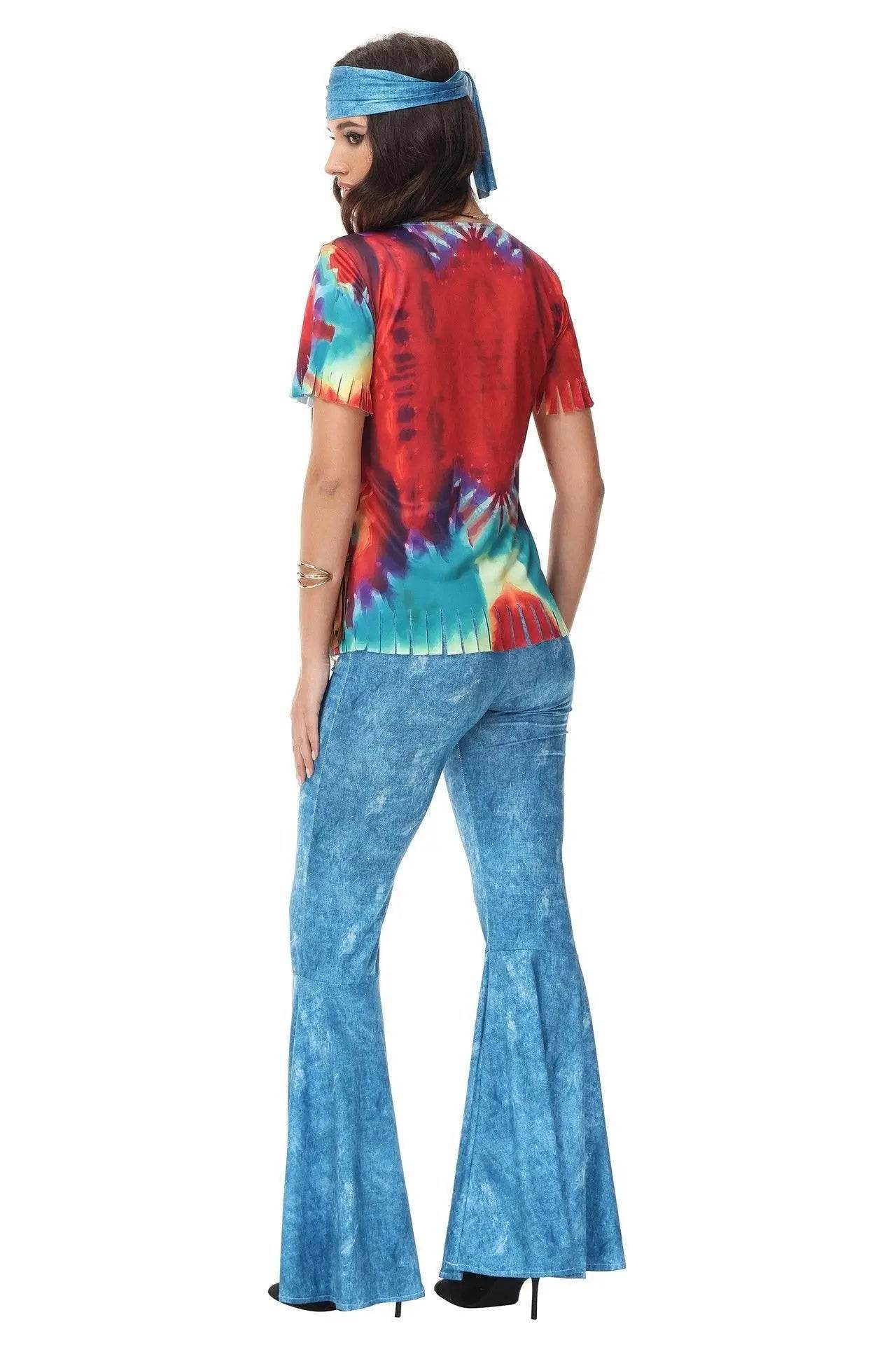 Halloween cosplay Adult retro 70s disco Hippie Fancy Dress Costume - zzcosplay