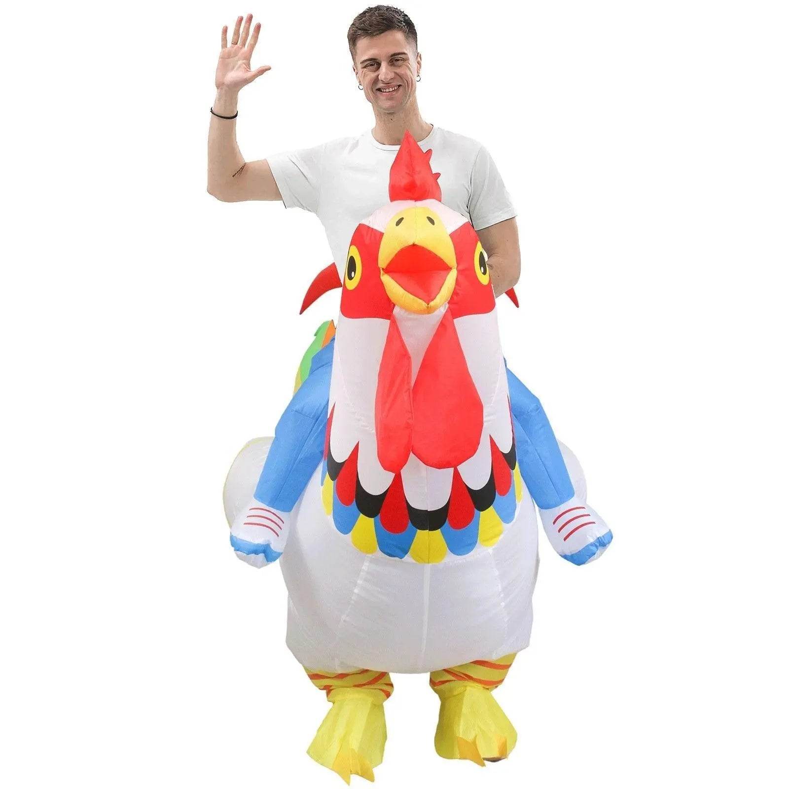 Hilarious Inflatable Red and White Rooster Costume Adult Halloween Party Mascot Outfit - zzcosplay