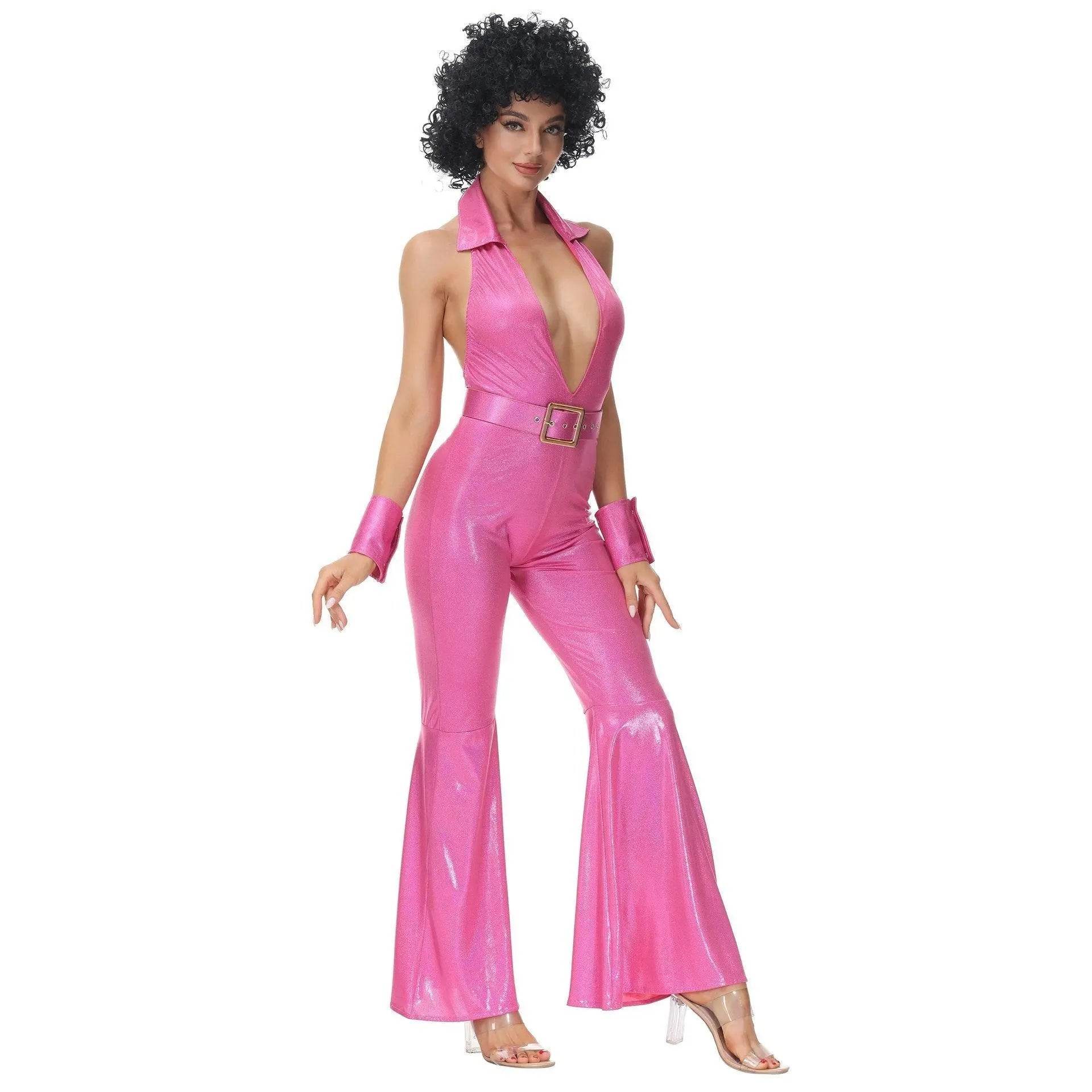 Hip Hop Rock Hippie 70s Costumes Fancy Dress Cosplay Halloween Outfit Jumpsuit Female - zzcosplay