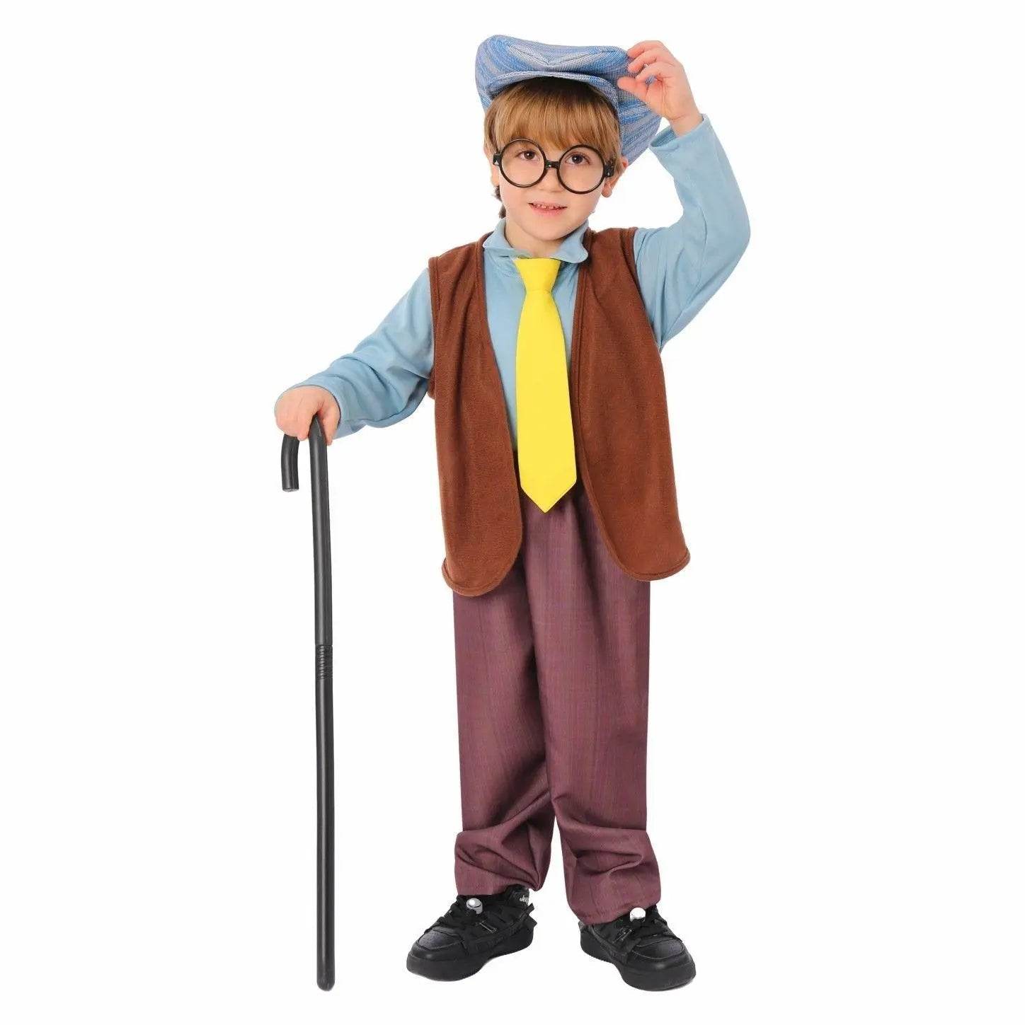 Kids Grandpa Old Man Christmas Costume Festive Role Play Outfit for School Performances - zzcosplay
