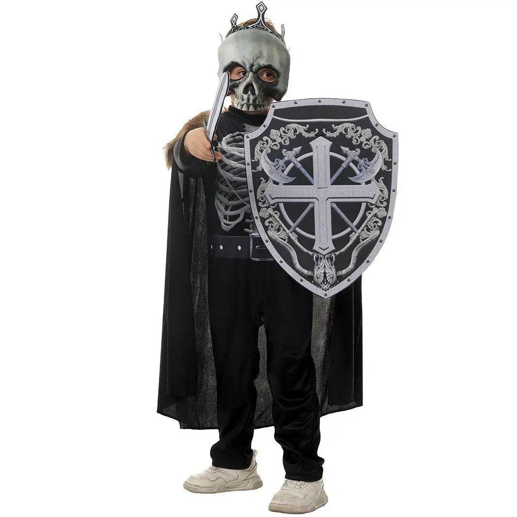Kids Skeleton Knight Cosplay Costume Scary Halloween Kindergarten Stage Performance Outfit - zzcosplay