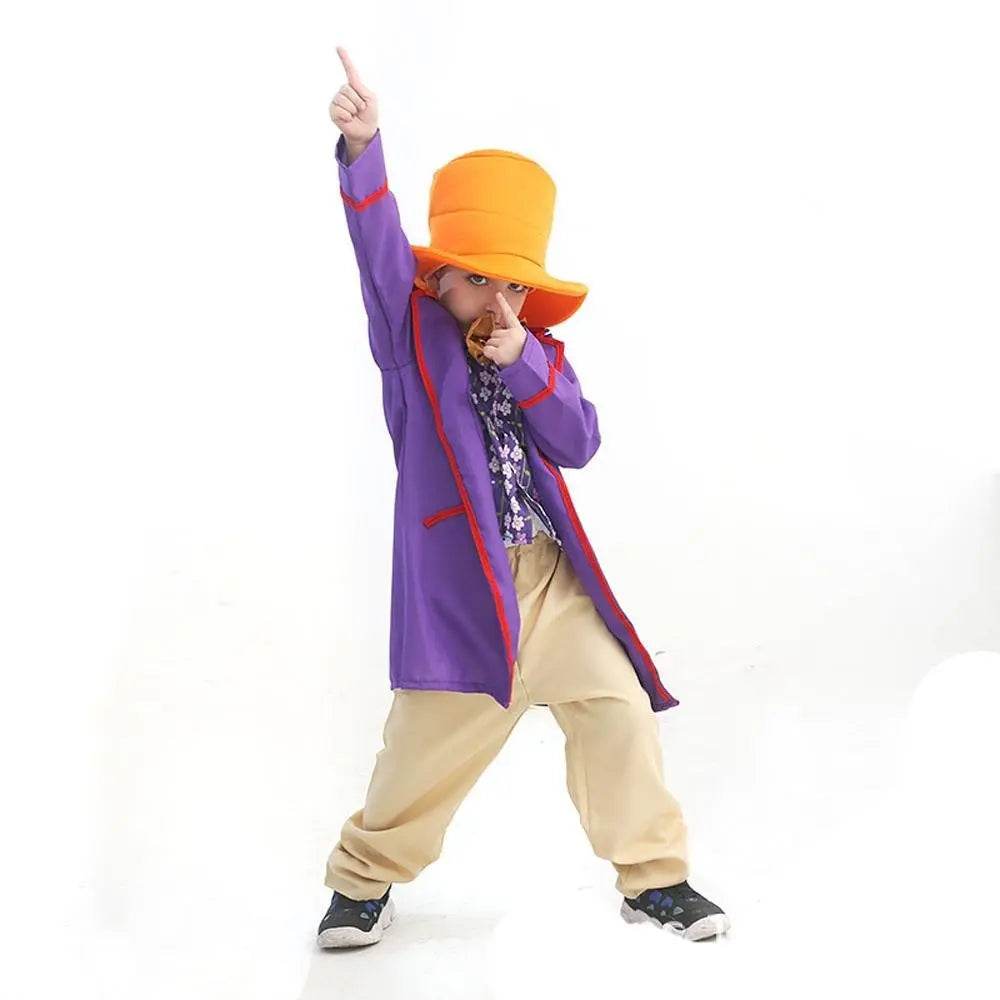 Kids Willy Wonka Charlie and the Chocolate Factory Johnny Depp Cosplay Suit Costume Set - zzcosplay