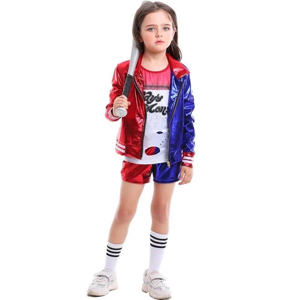 Kids suicide squad clown girl suit Harley Quinn halloween Costumes - zzcosplay