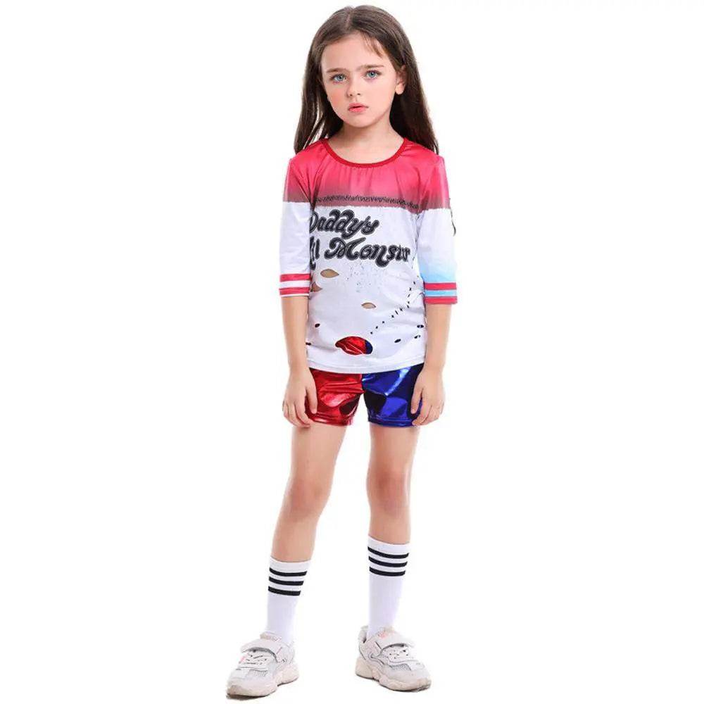 Kids suicide squad clown girl suit Harley Quinn halloween Costumes - zzcosplay