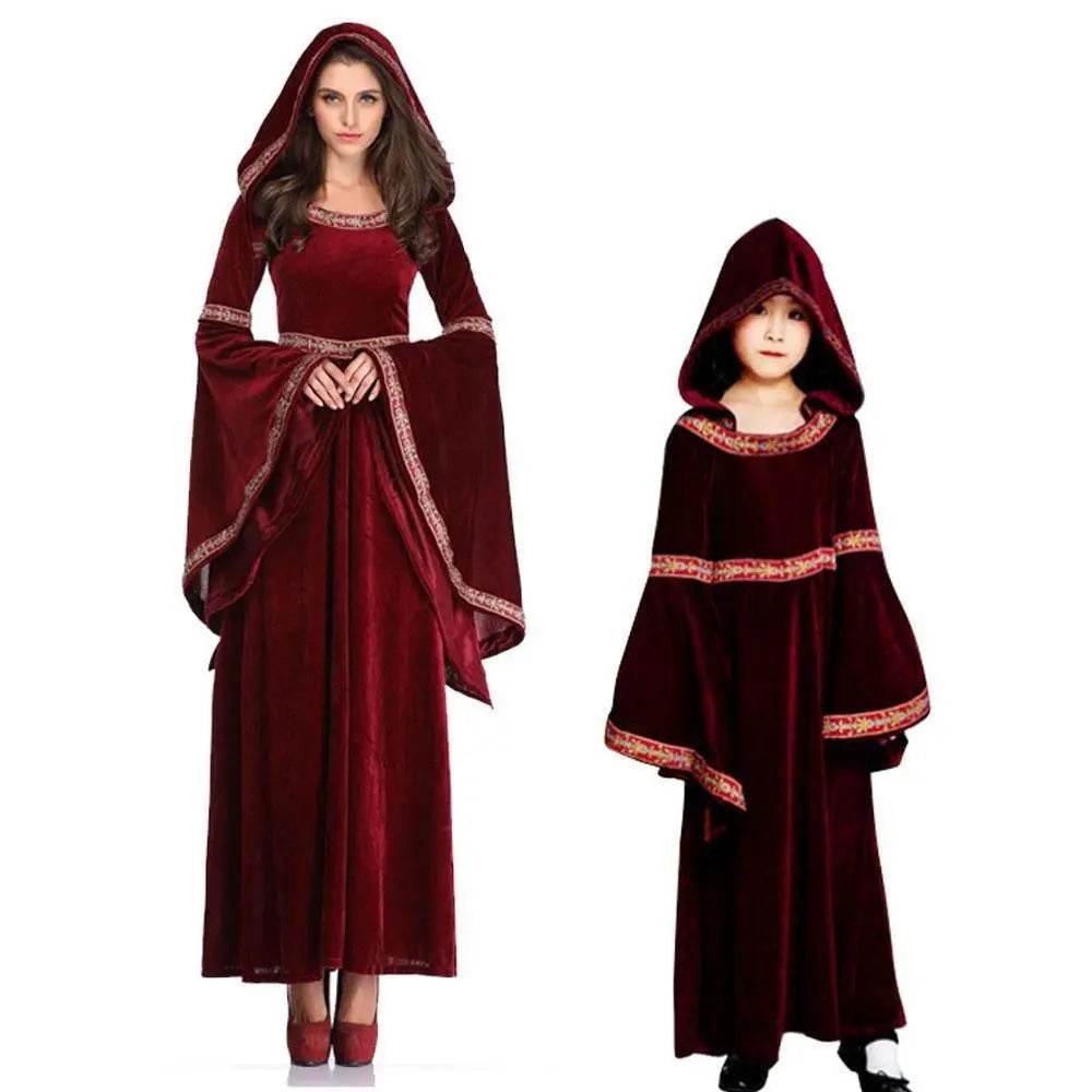 Medieval Halloween costume Victorian dress Renaissance burgundy dress - zzcosplay