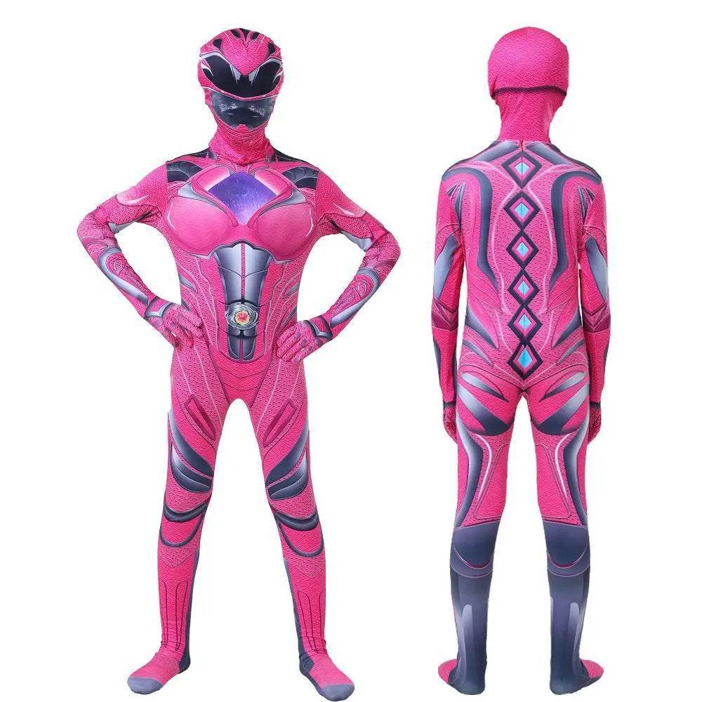 Power Rangers Cosplay Costume Dinosaur Suit Halloween Superhero Jumpsuit Outfit Dress Up For Kids Adult - zzcosplay