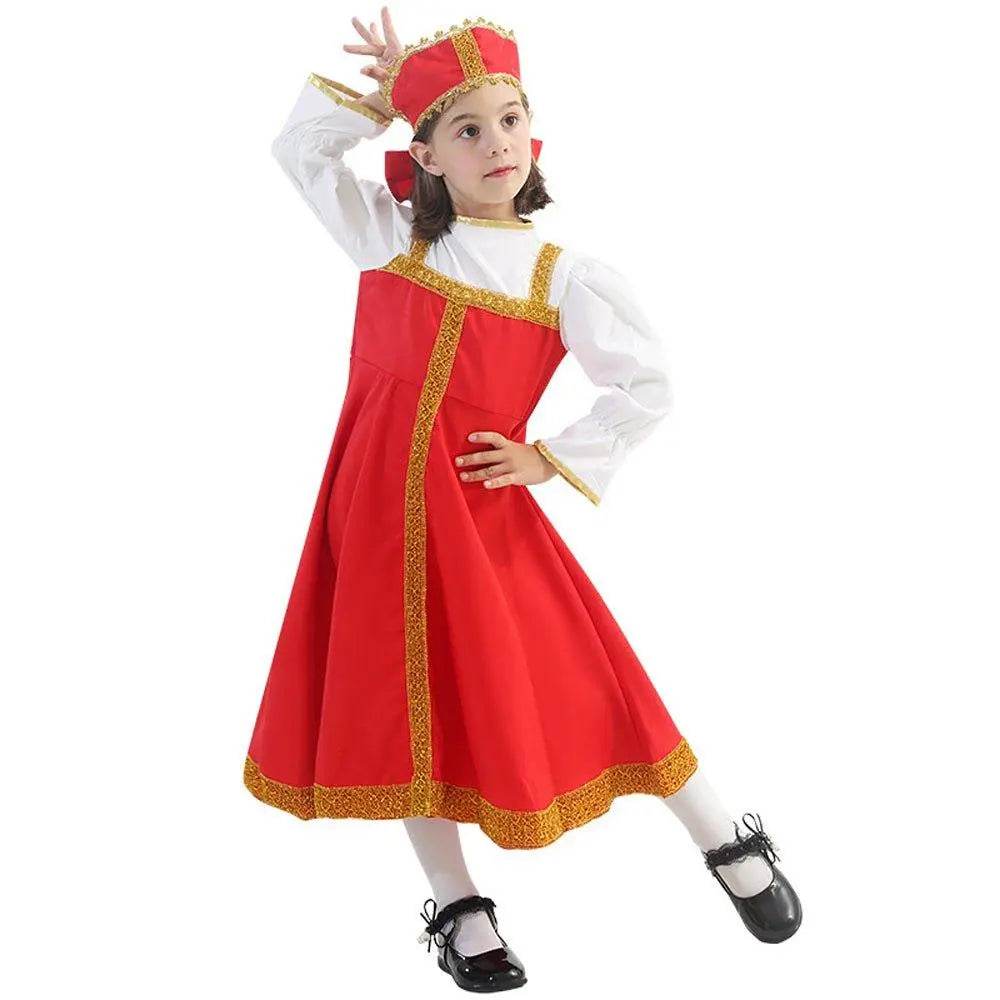 Russian Girls Cosplay Costume Ethnic Dress Halloween National Oufit Dresses Stage Performances - zzcosplay
