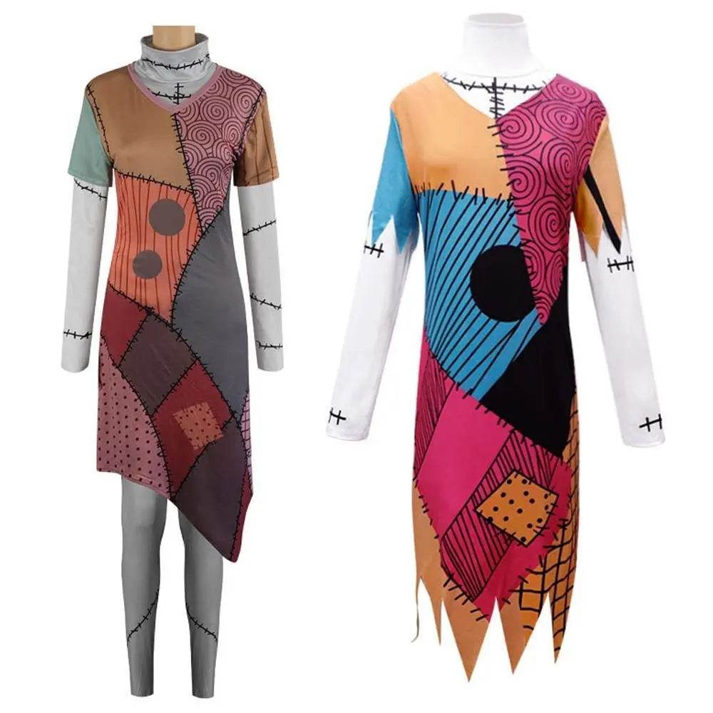 Sally Jack Skellington Finkelstein Costume Dress The Nightmare Before Christmas Halloween - zzcosplay