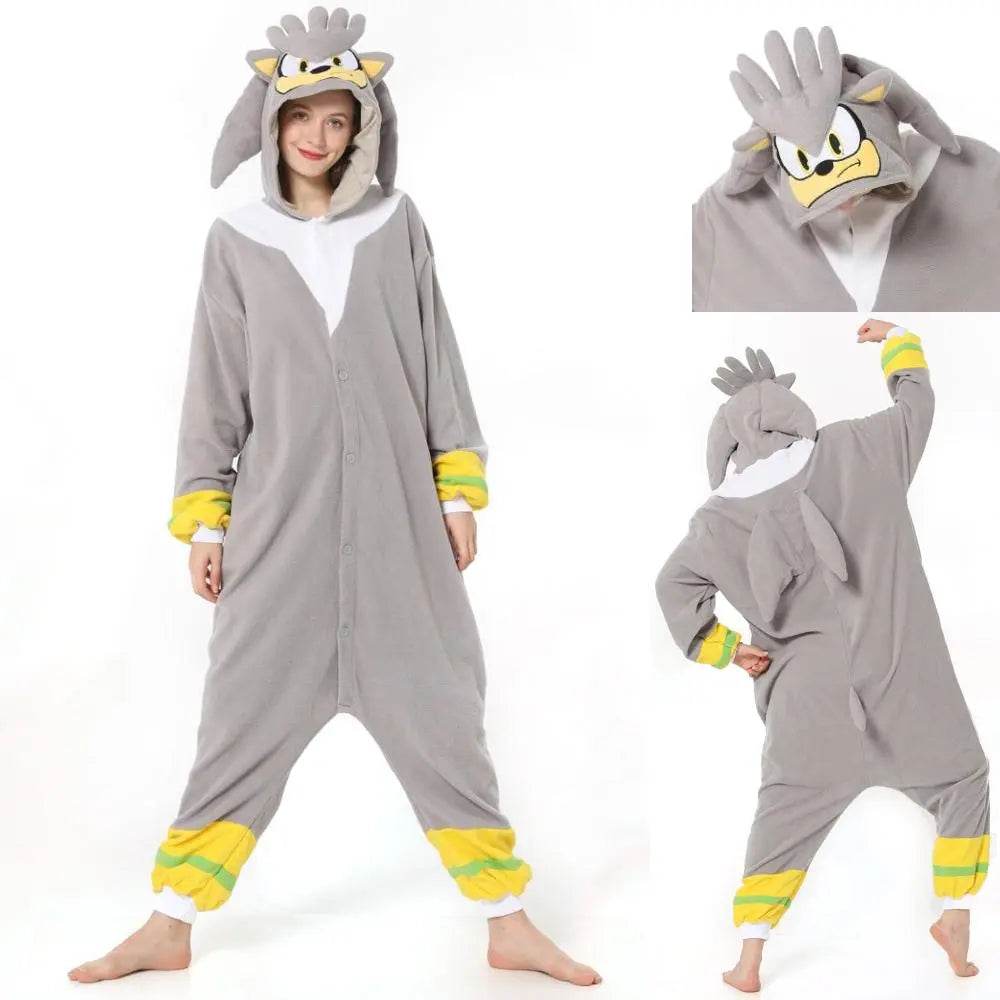 Silver the Hedgehog kigurumi onesies anime pajamas Costume - zzcosplay