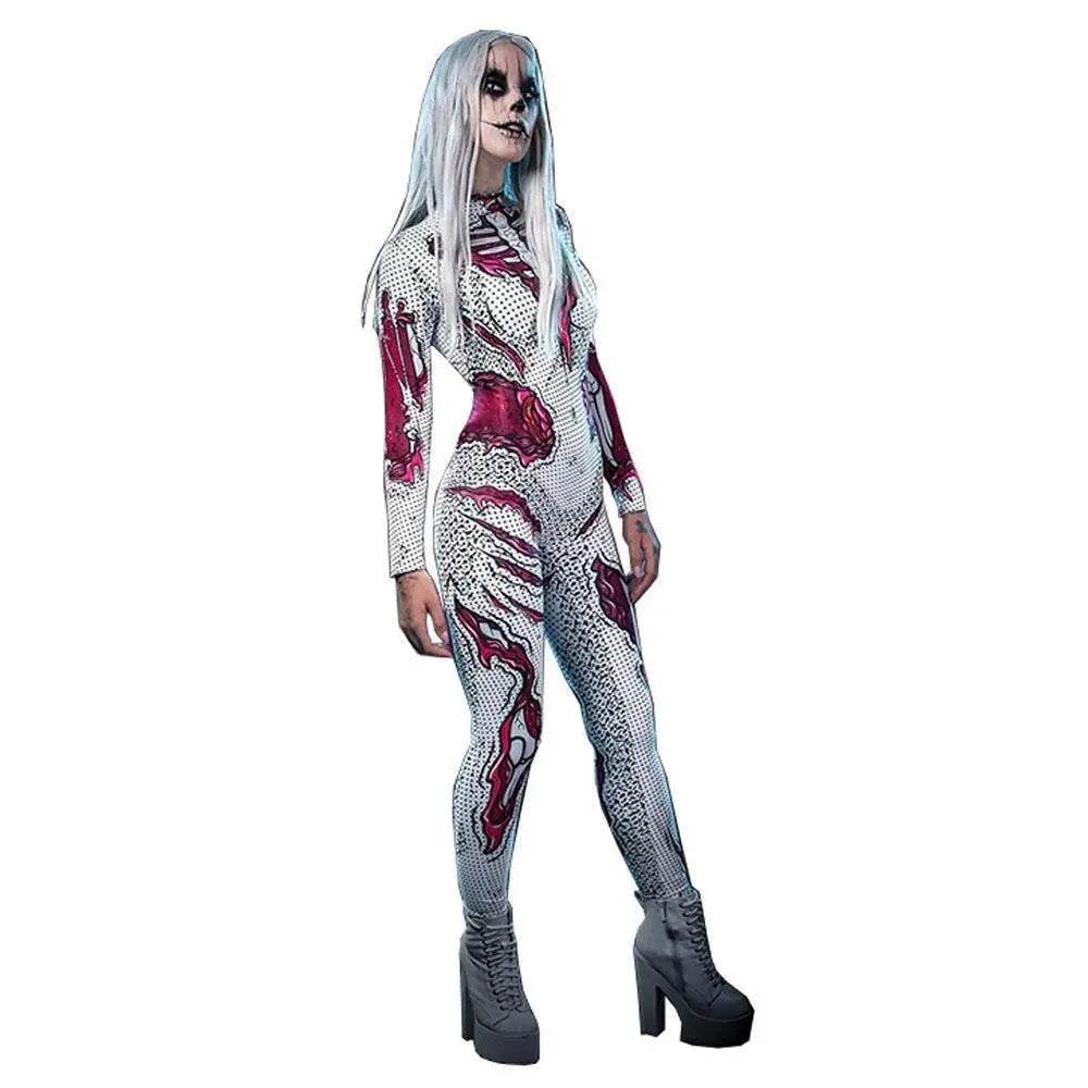 Skeleton Costumes Halloween Horror Zombie Cosplay Jumpsuit for Women's Carnival Bodysuit Adult Zentai - zzcosplay
