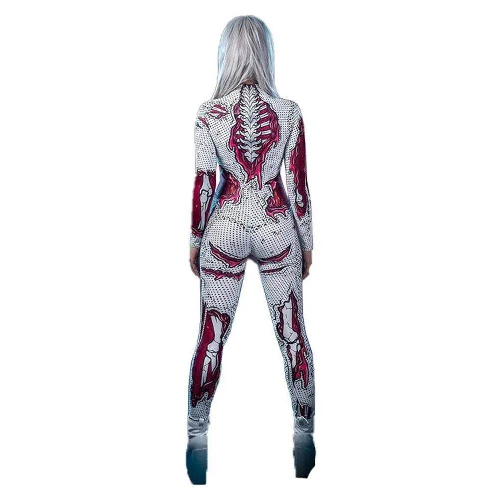 Skeleton Costumes Halloween Horror Zombie Cosplay Jumpsuit for Women's Carnival Bodysuit Adult Zentai - zzcosplay