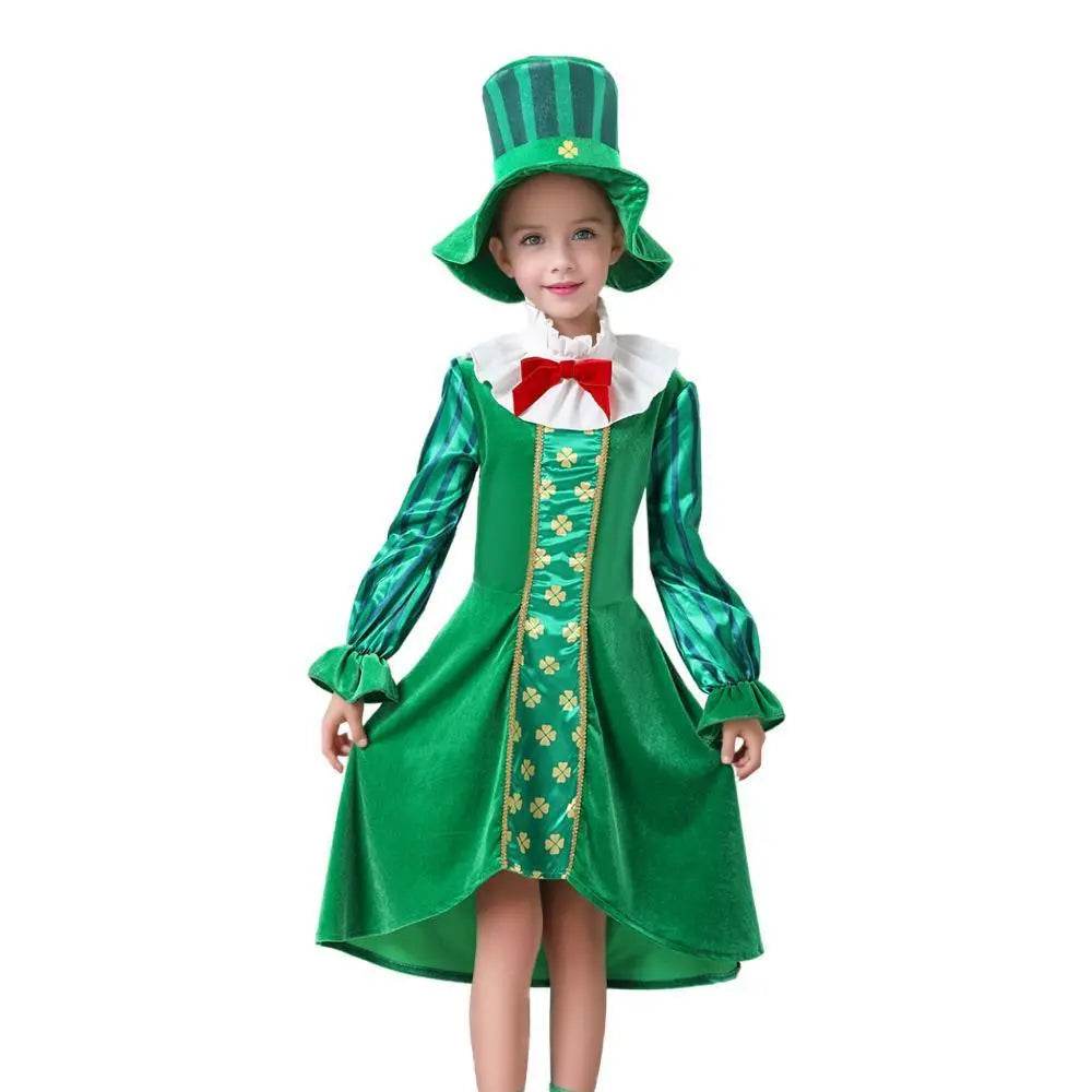St Patrick's Day Kids Green Dress Party Cosplay Costume Carnival Suit - zzcosplay