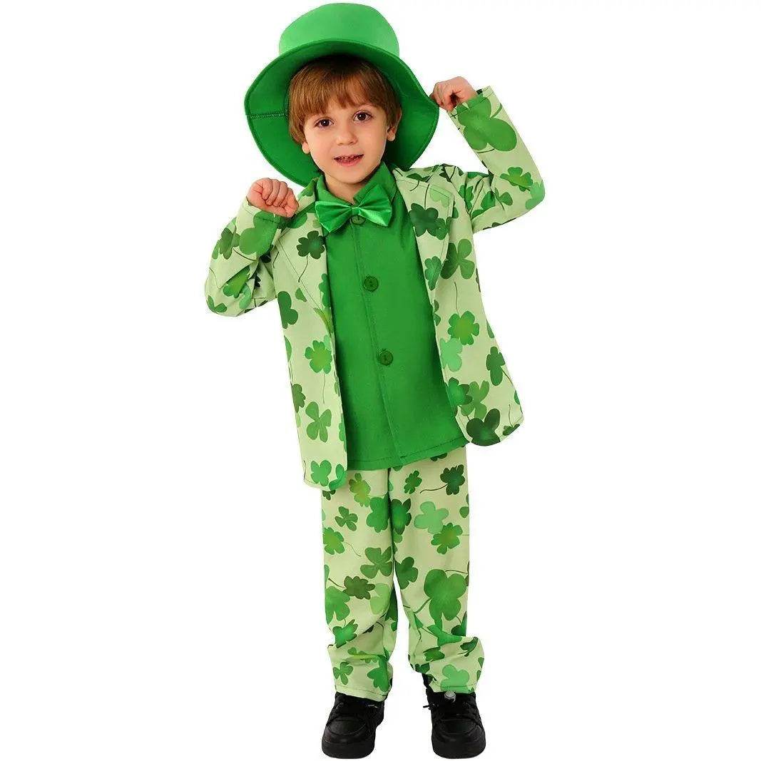 St. Patrick's Day Four Leaf Clover Kids Party Suit Cosplay Costumes - zzcosplay