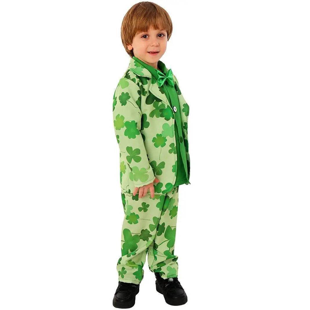 St. Patrick's Day Four Leaf Clover Kids Party Suit Cosplay Costumes - zzcosplay