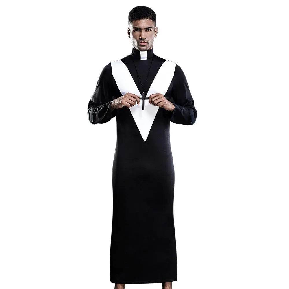 Stag do Black Priest Party Costume Nightclub Uniform - zzcosplay