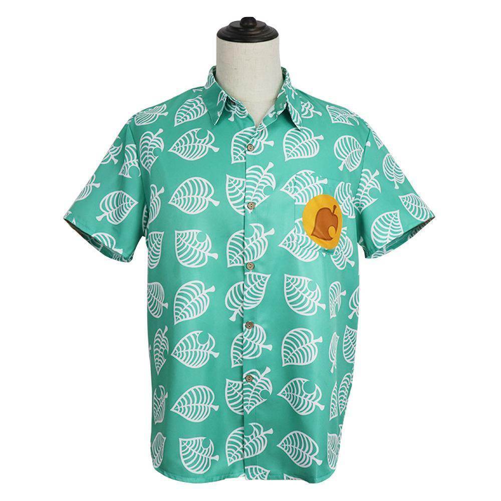 Animal Crossing Button Up Shirt Costume Cosplay Leaf Tee Shirts Top Halloween Outfit Dress Up For Adults - zzcosplay