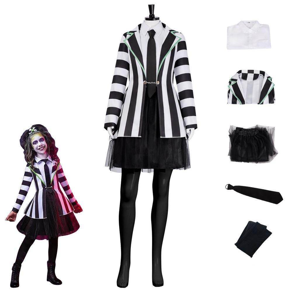 Beetlejuice Adult Kids Blazer Dress Costume For Women Girl - zzcosplay